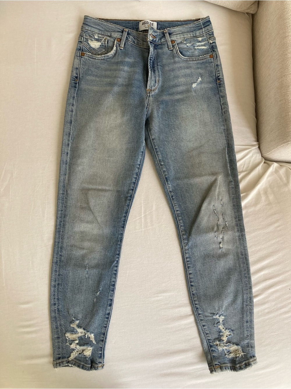 AGOLDE Sophie high rise skinny Crop Distressed jeans 27 vertigo